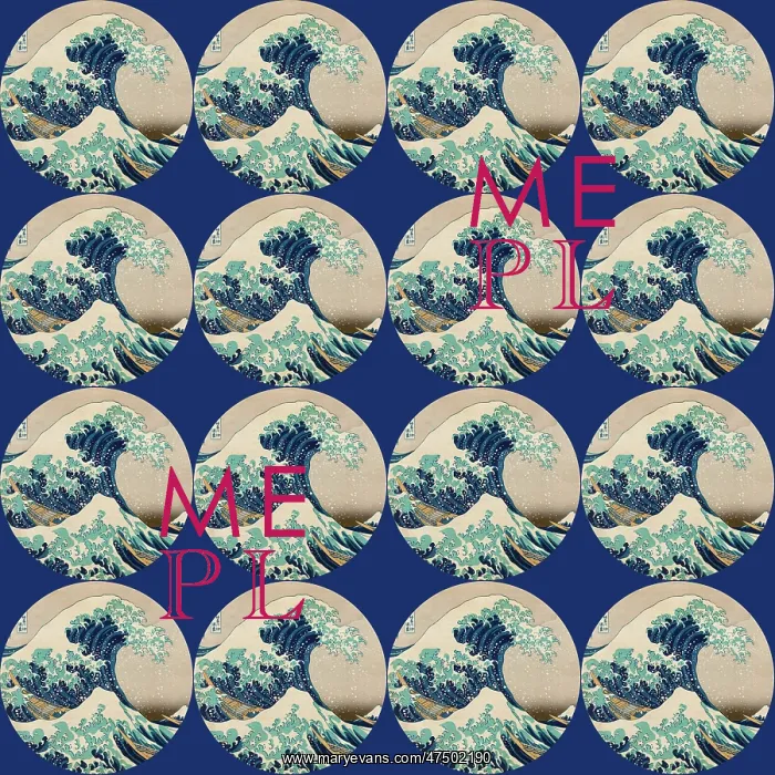 : Repeating Pattern - Hokusai Great Wave - Circles : Repeating Pattern - Hokusai Great Wave - Circles