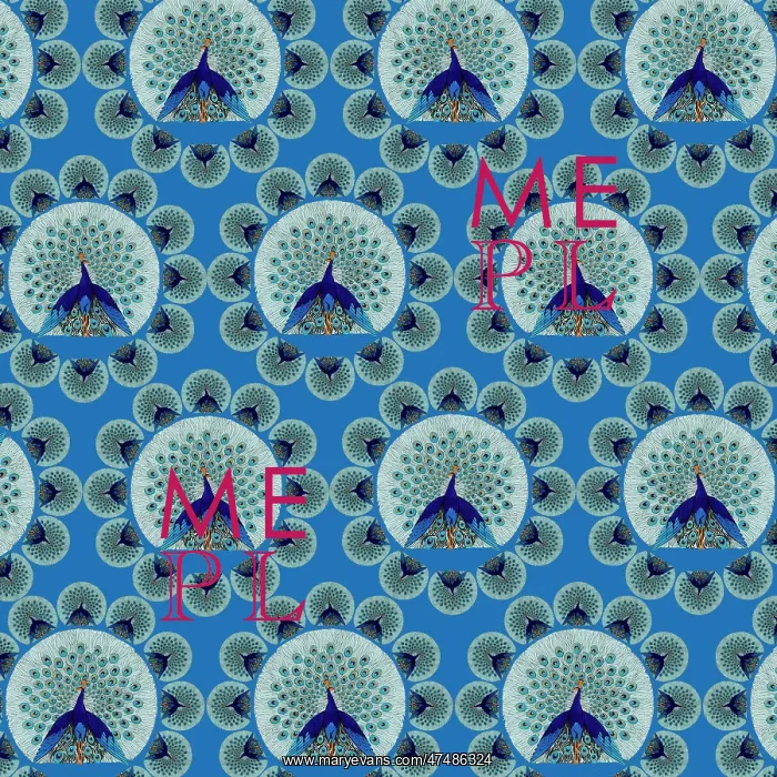 : Repeating Pattern - peacocks, blue : Repeating Pattern - peacocks, blue