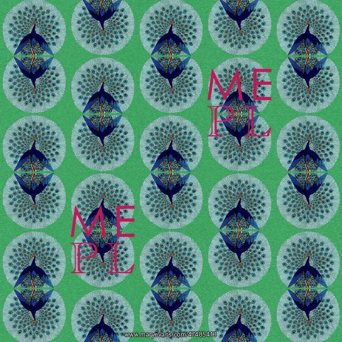 : Repeating Pattern - peacocks, green : Repeating Pattern - peacocks, green