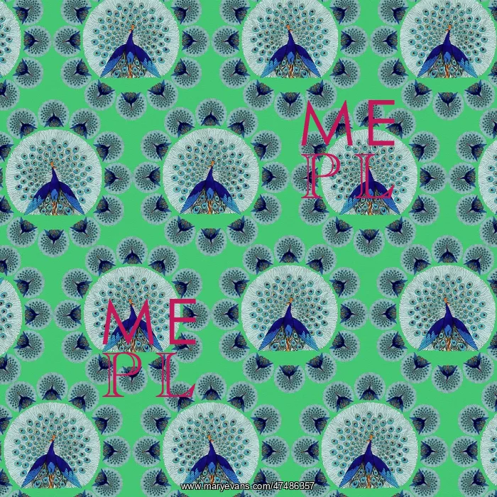  : Repeating Pattern - peacocks, green