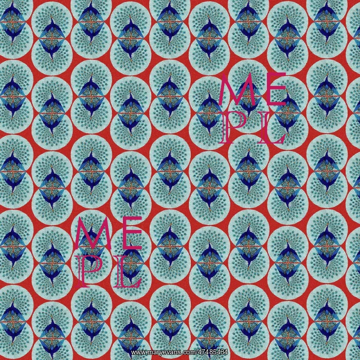 : Repeating Pattern - peacocks, red : Repeating Pattern - peacocks, red