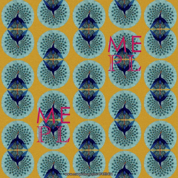 : Repeating Pattern - peacocks, yellow : Repeating Pattern - peacocks, yellow