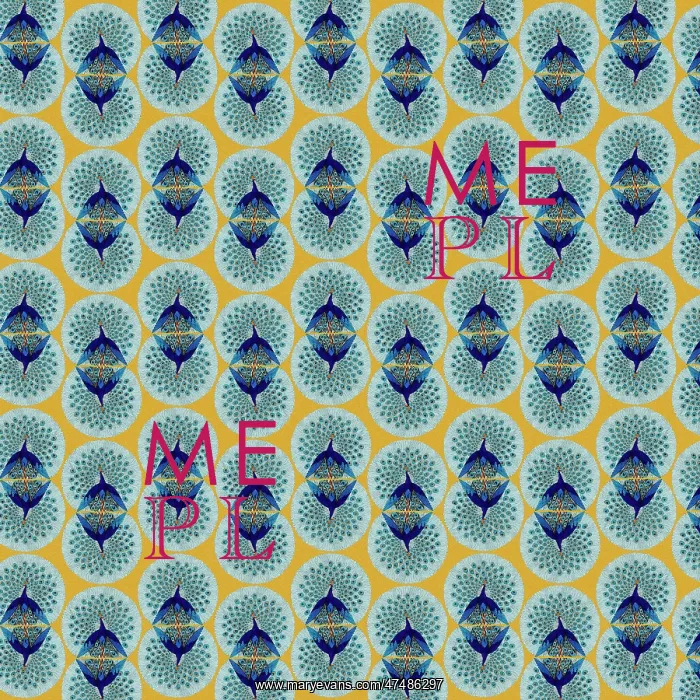 : Repeating Pattern - peacocks, yellow : Repeating Pattern - peacocks, yellow