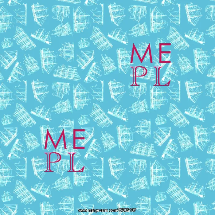 : Repeating Pattern - Sailing Ships - pale blue background : Repeating Pattern - Sailing Ships - pale blue background