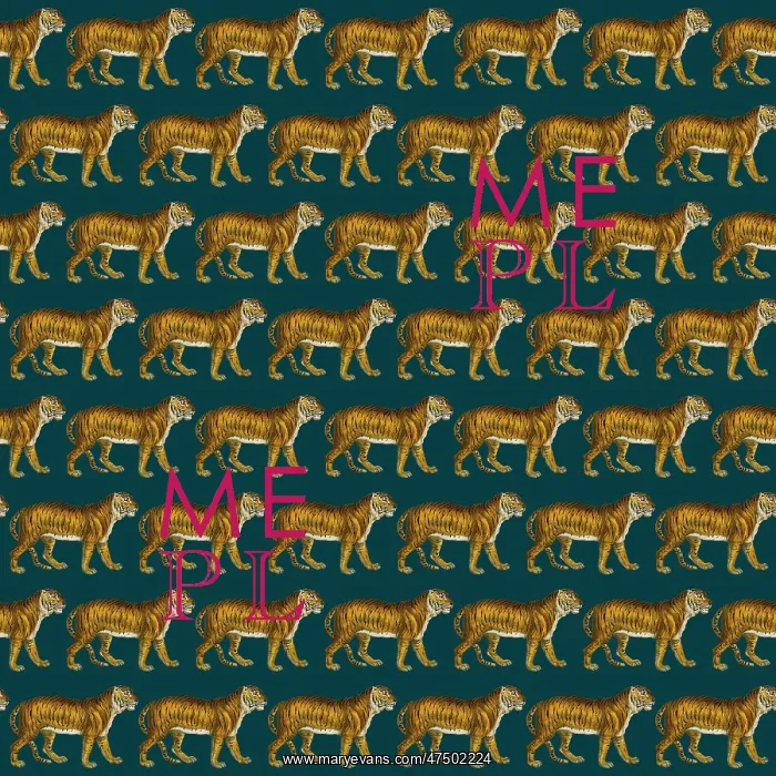 : Repeating Pattern - Tigers - dark navy blue background : Repeating Pattern - Tigers - dark navy blue background