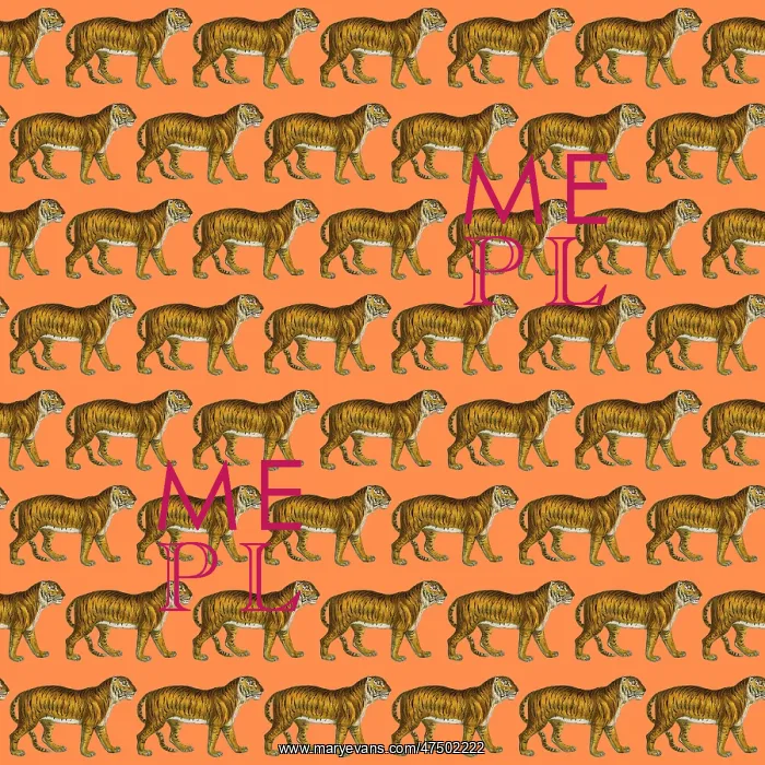 : Repeating Pattern - Tigers - orange background : Repeating Pattern - Tigers - orange background