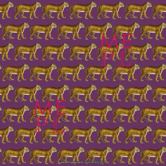 : Repeating Pattern - Tigers - purple background : Repeating Pattern - Tigers - purple background