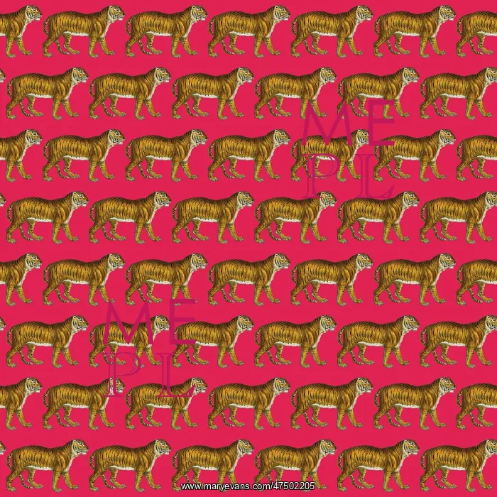 : Repeating Pattern - Tigers - red background : Repeating Pattern - Tigers - red background