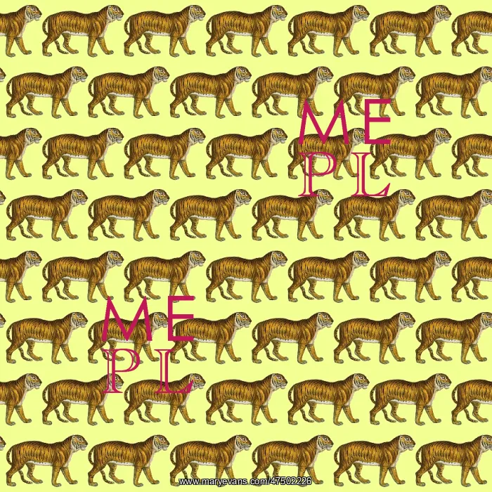 : Repeating Pattern - Tigers - yellow background : Repeating Pattern - Tigers - yellow background