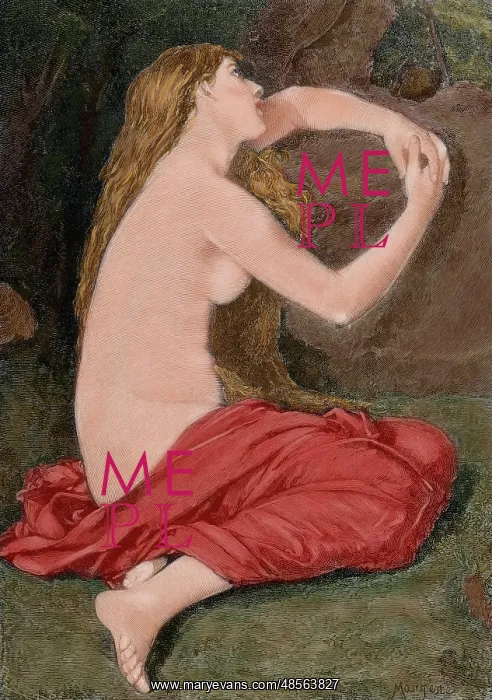 : Repentant Mary Magdalene. Engraving. Colored : Repentant Mary Magdalene. Engraving. Colored