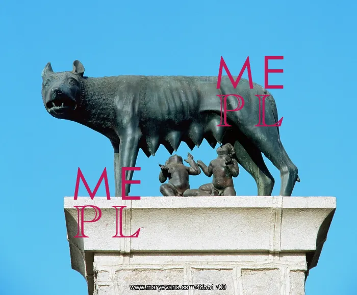 : Replica of Capitoline wolf and infants Romulus and Remus. Me : Replica of Capitoline wolf and infants Romulus and Remus. Me