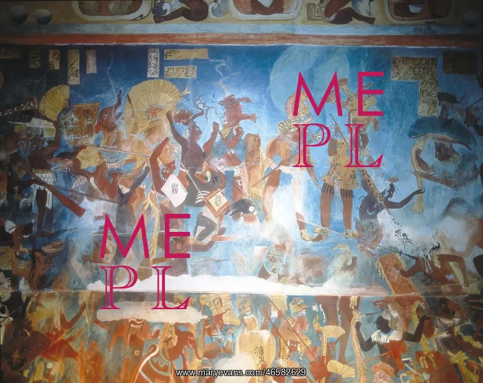 : Replica of the Mayan wall paintings placed in Bonampak : Replica of the Mayan wall paintings placed in Bonampak