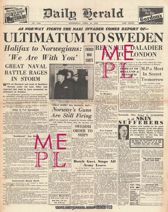 : Reported German ultimatum to Sweden : Reported German ultimatum to Sweden