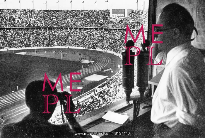 : Reporters in the Berlin's Olympic Stadium, 1936 : Reporters in the Berlin's Olympic Stadium, 1936