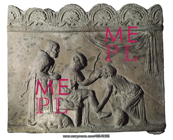 : Representation of Ulysses and Eurycleia. Roman art : Representation of Ulysses and Eurycleia. Roman art