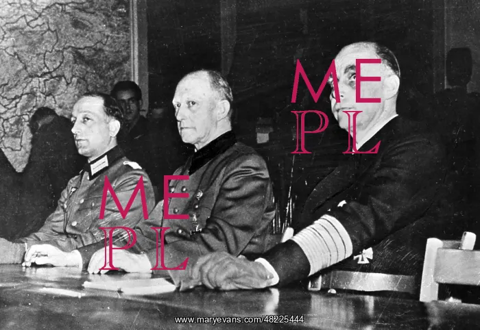 : Representatives of the Wehrmacht surrender in Reims, Kar : Representatives of the Wehrmacht surrender in Reims, Kar