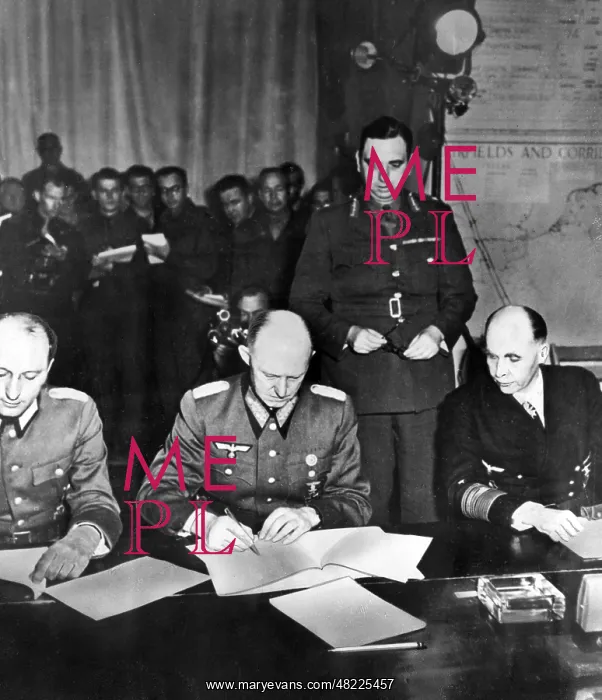 : Representatives of the Wehrmacht surrender in Reims, Kar : Representatives of the Wehrmacht surrender in Reims, Kar