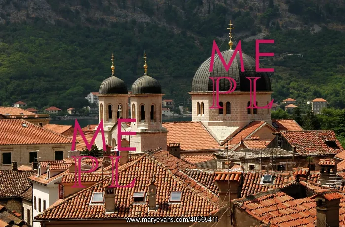 : REPUBLIC OF MONTENEGRO. KOTOR. Partial view of the city with : REPUBLIC OF MONTENEGRO. KOTOR. Partial view of the city with