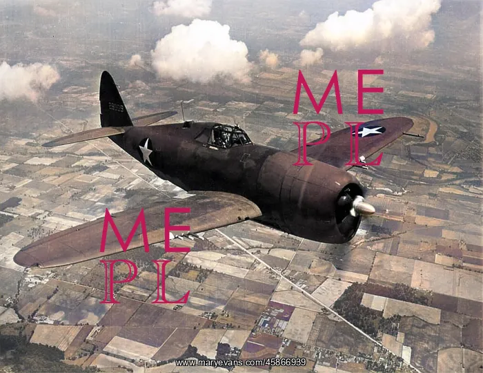 : Republic P-47 (forward view) aloft from above : Republic P-47 (forward view) aloft from above