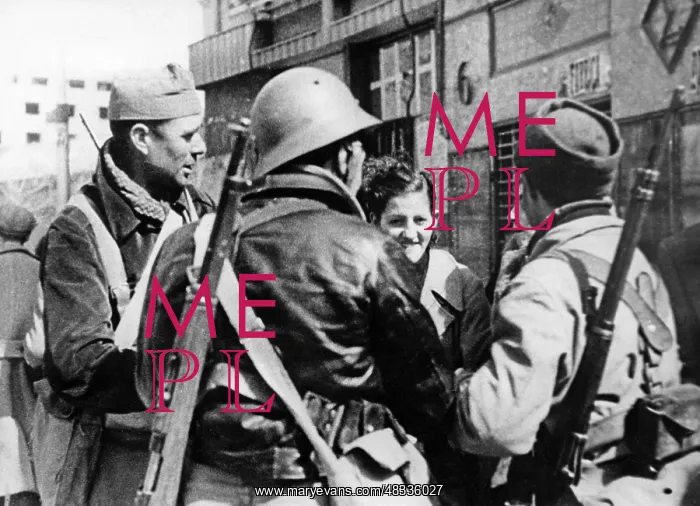 : Republican fighters on their way to the front, Madrid, 1937 : Republican fighters on their way to the front, Madrid, 1937