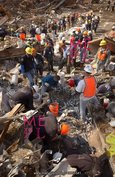 : Rescue workers clear the rubble of the World Trade : Rescue workers clear the rubble of the World Trade