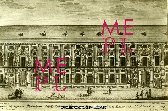 : The Residence in Munich on an etching, first half 18th c : The Residence in Munich on an etching, first half 18th c