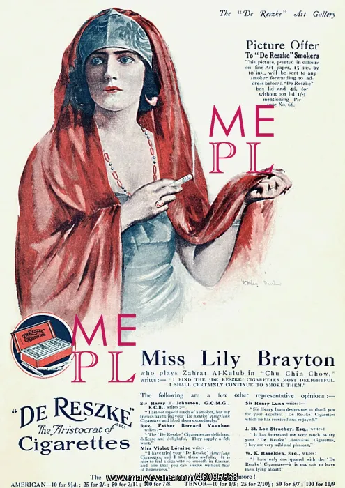 : De Reske cigarettes advertisement, Lily Brayton : De Reske cigarettes advertisement, Lily Brayton