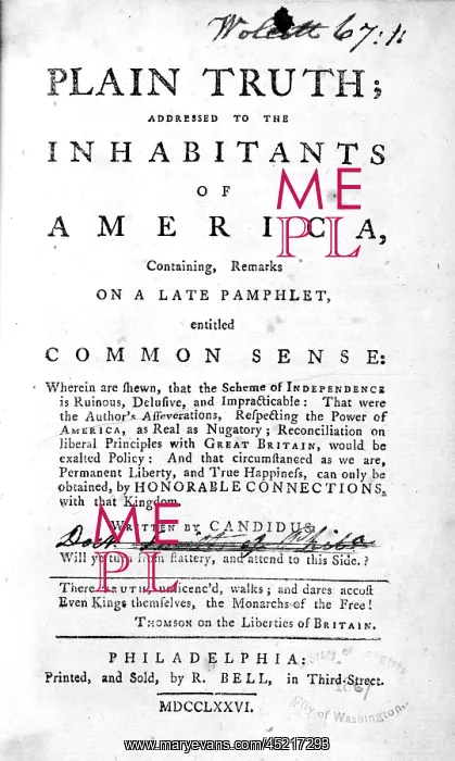 : A response to Thomas Paine's Common Sense. ? : A response to Thomas Paine's Common Sense. ?
