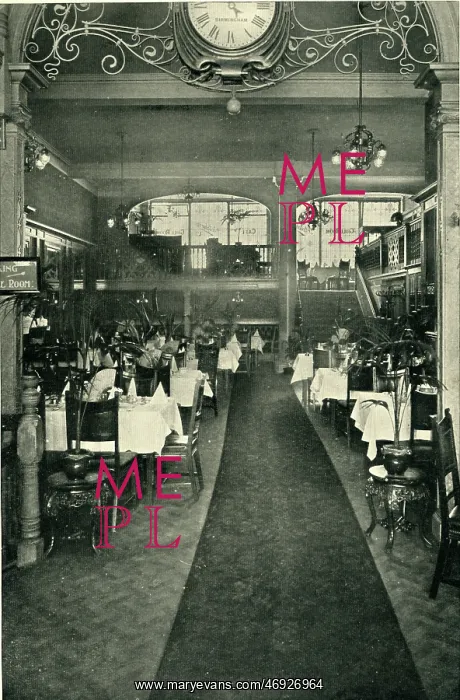 : A restaurant interior, 1909 : A restaurant interior, 1909