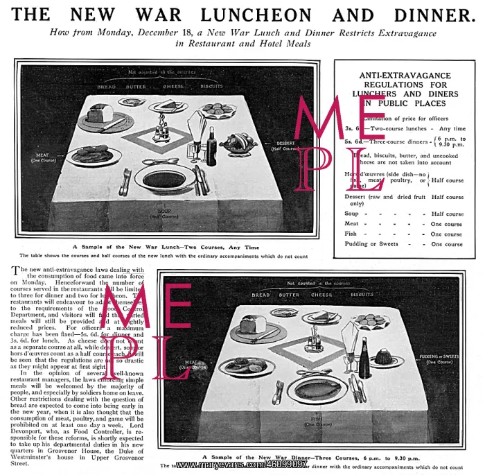 : Restaurant restrictions during WW1 : Restaurant restrictions during WW1