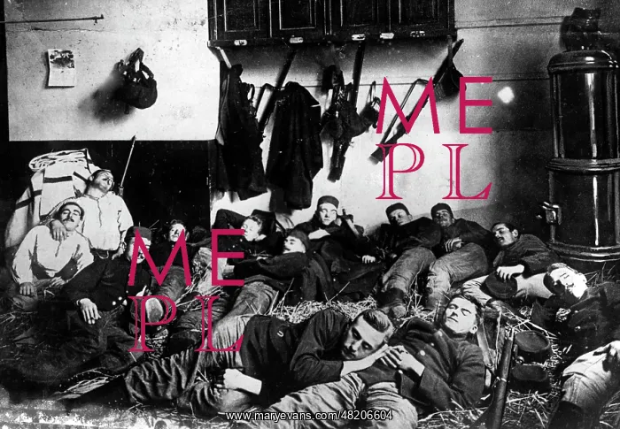 : Resting Belgian soldiers, 1914 : Resting Belgian soldiers, 1914