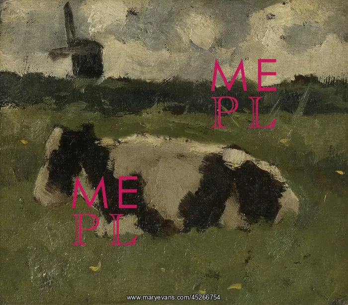 : Resting Cow Near a Mill : Resting Cow Near a Mill
