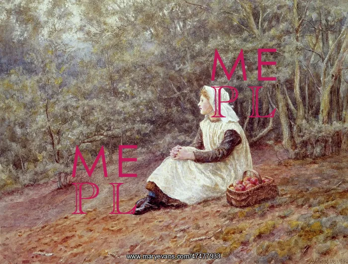 : Resting ' girl with basket of apples : Resting ' girl with basket of apples