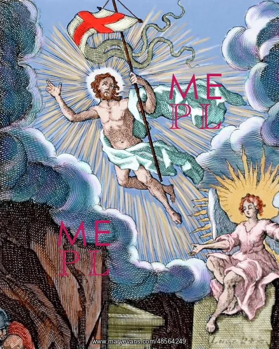 : Resurrection of Jesus. Colored engraving : Resurrection of Jesus. Colored engraving