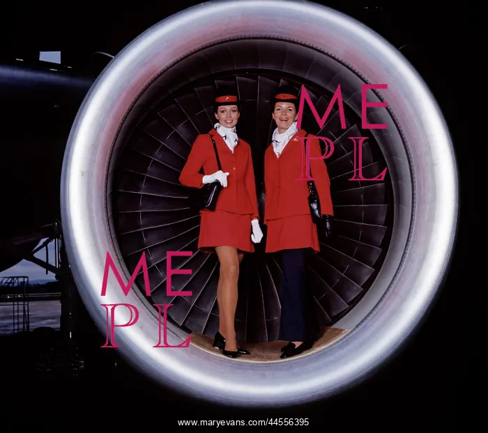 : Retro Air Hostesses in aeroplane engine