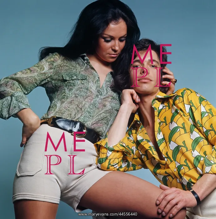 : Retro couple in patterned shirts : Retro couple in patterned shirts