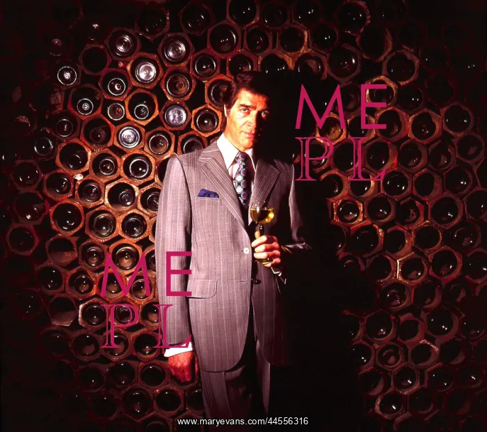  : Retro man in wine cellar