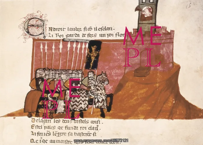 : The return of the calvary to the castle. Illustration : The return of the calvary to the castle. Illustration