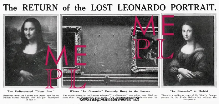 : Returned Mona Lisa 1913 : Returned Mona Lisa 1913
