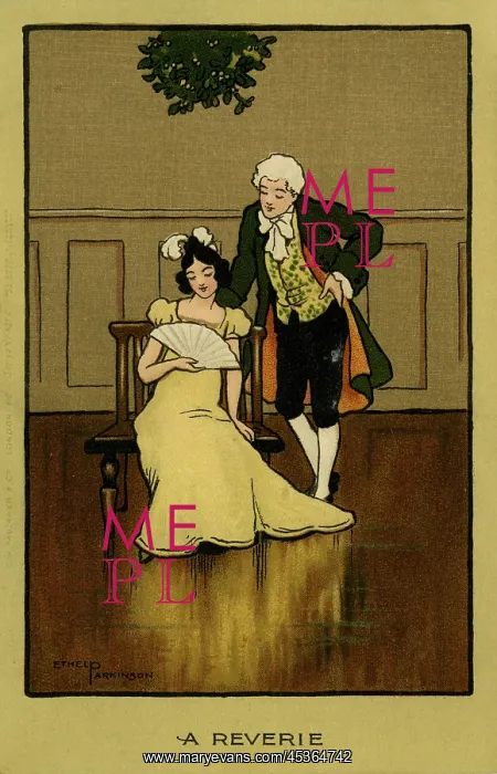 : A reverie. A play on words. A couple in contemplative mood. Artist: Ethel Parkinson : A reverie. A play on words. A couple in contemplative mood. Artist: Ethel Parkinson