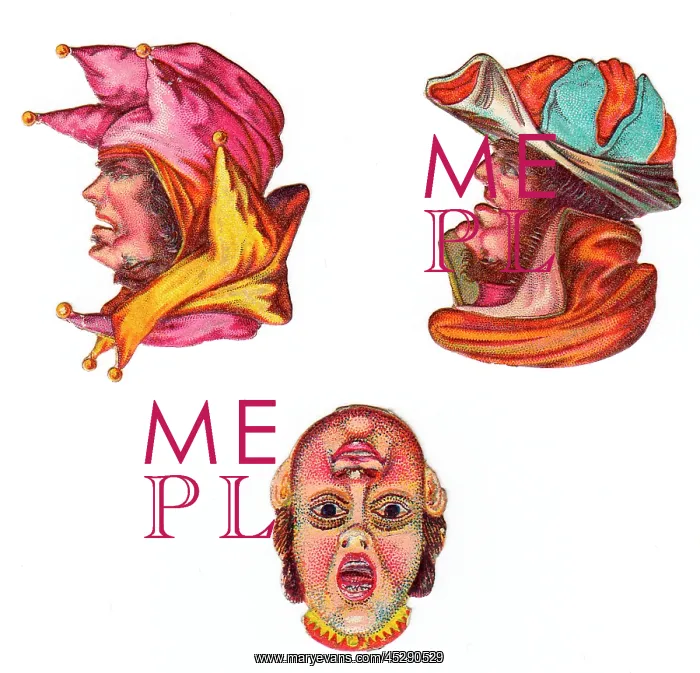  : Reversible heads on three Victorian scraps