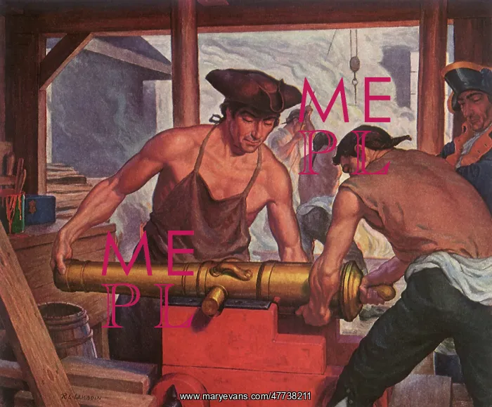 : Revolutionary Soldiers adjusting Cannon : Revolutionary Soldiers adjusting Cannon
