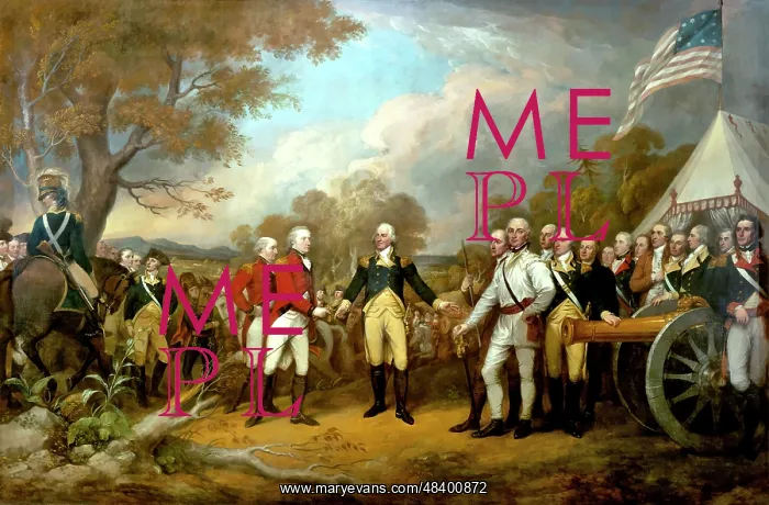: Revolutionary War Painting showing the surrender : Revolutionary War Painting showing the surrender
