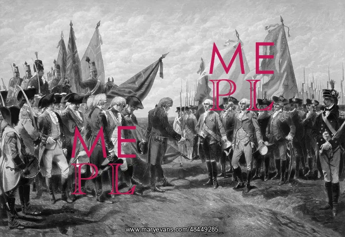 : Revolutionary War print showing the surrender : Revolutionary War print showing the surrender