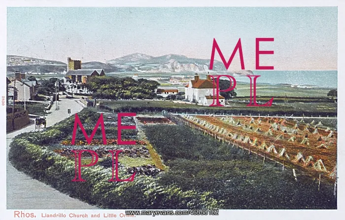 : Rhos, North Wales - Llandrillo Church and Little Orme : Rhos, North Wales - Llandrillo Church and Little Orme
