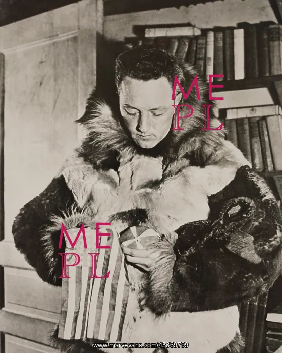 : Richard Byrd in polar furs before his flight : Richard Byrd in polar furs before his flight