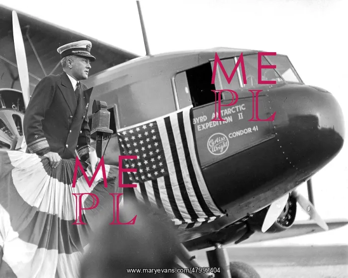 : Richard E Byrd, polar explorer, with plane : Richard E Byrd, polar explorer, with plane