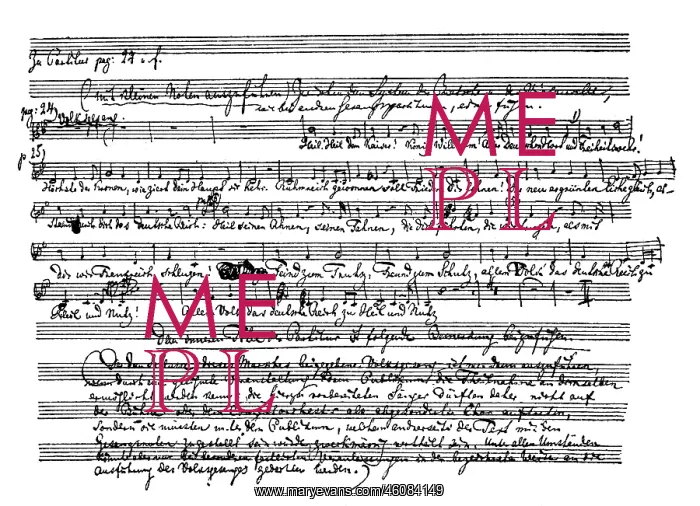 : Richard Wagner, sheet of the score of the Imperial March : Richard Wagner, sheet of the score of the Imperial March