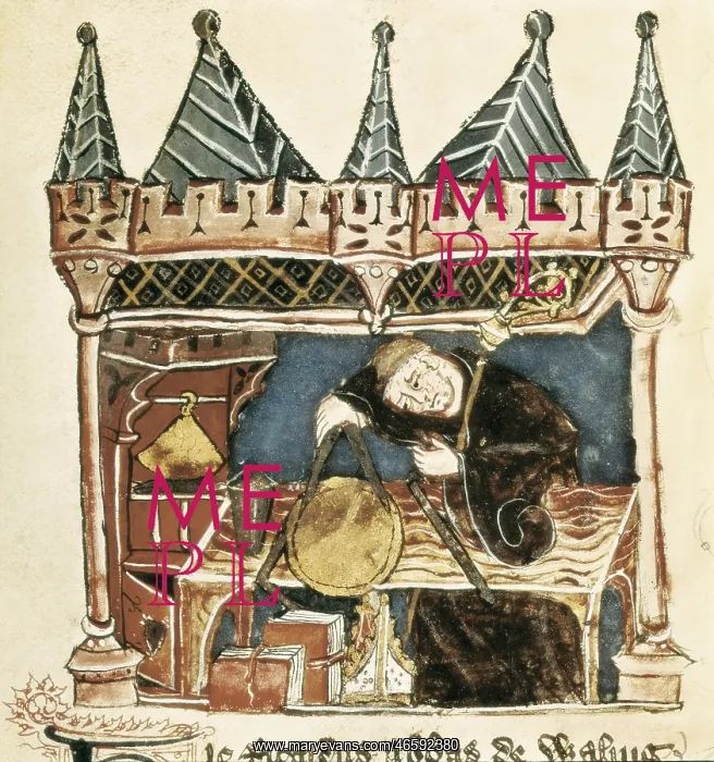 : Richard de Wallingford measuring a circular instrument : Richard de Wallingford measuring a circular instrument
