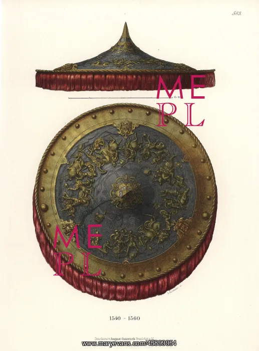 : Richly decorated German shield from the mid 16th century : Richly decorated German shield from the mid 16th century